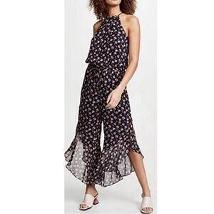 Joie 100% Silk Jael Jumpsuit Midnight Blue Floral